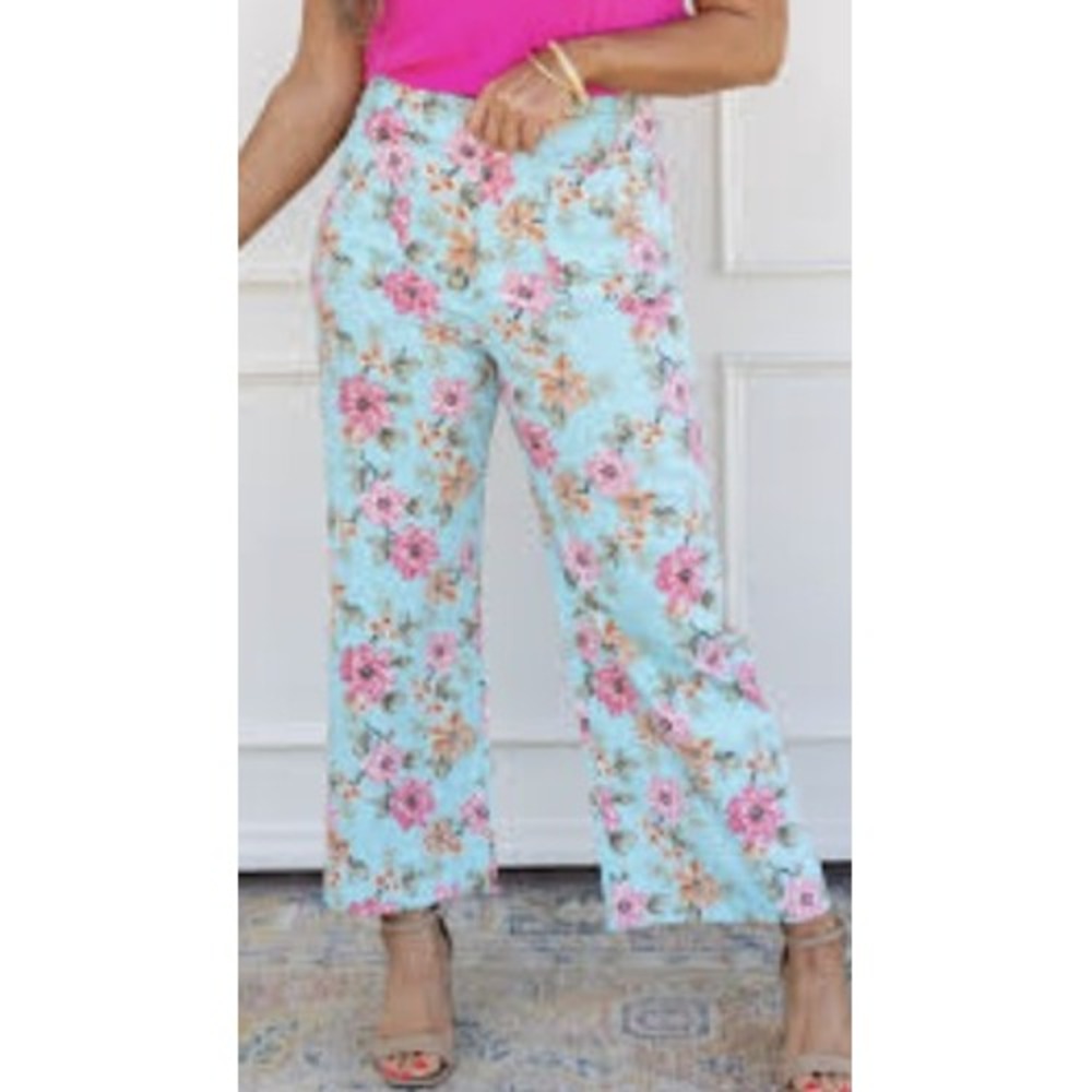 ee:some Floral Wide Leg High Rise Stretch Pant Size M